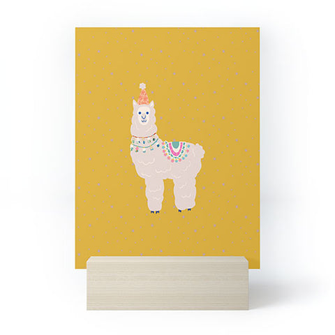Hello Sayang Fa La La La Llama Mustard Mini Art Print