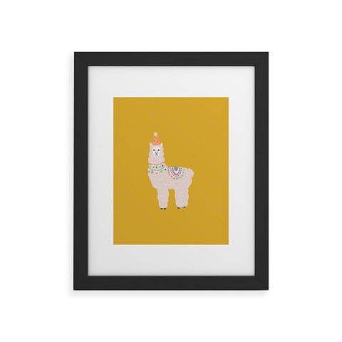 Hello Sayang Fa La La La Llama Mustard Framed Art Print