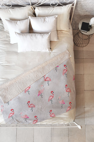Hello Sayang Flaming Flamingo Fleece Throw Blanket