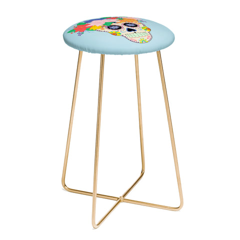 Hello Sayang Floral Skull Counter Stool
