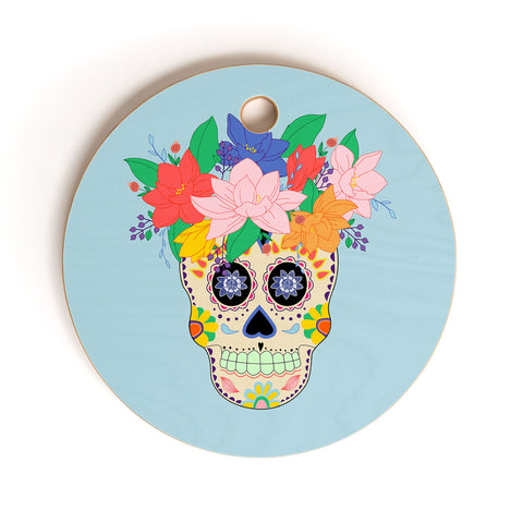 Hello Sayang Floral Skull Cutting Board Round