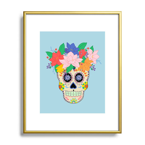 Hello Sayang Floral Skull Metal Framed Art Print