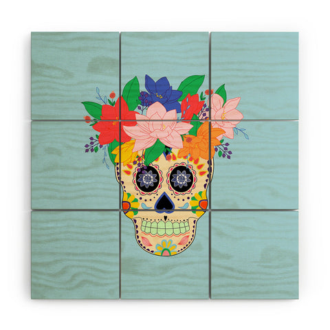 Hello Sayang Floral Skull Wood Wall Mural