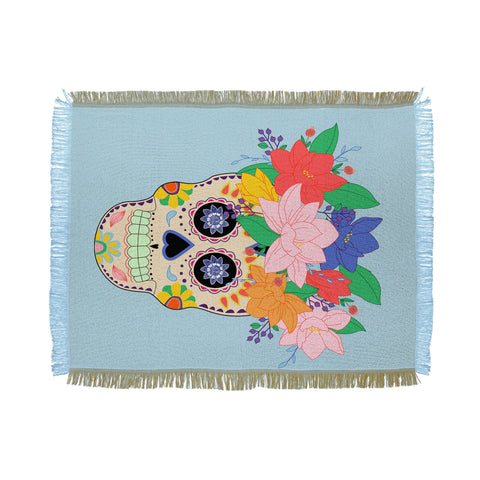 Hello Sayang Floral Skull Throw Blanket