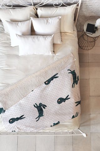 Hello Sayang Funny Bunnies Fleece Throw Blanket