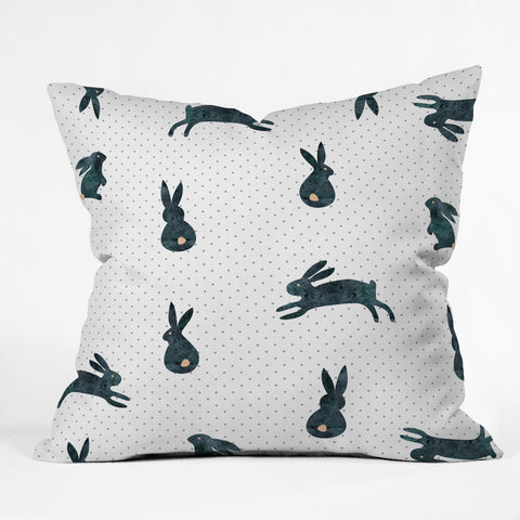 Hello Sayang Funny Bunnies Outdoor Throw Pillow