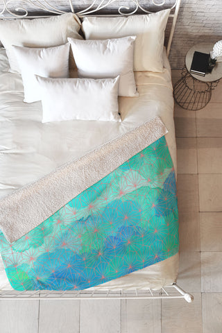 Hello Sayang Geo Deep Blue Fleece Throw Blanket