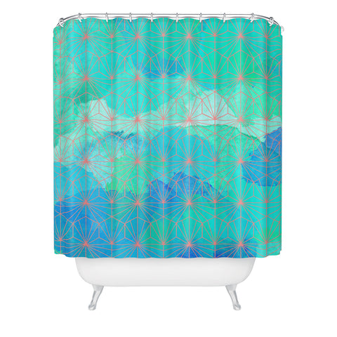 Hello Sayang Geo Deep Blue Shower Curtain