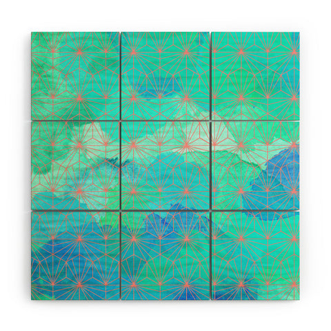 Hello Sayang Geo Deep Blue Wood Wall Mural