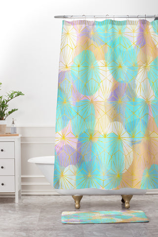 Hello Sayang Geo Spring Shower Curtain And Mat