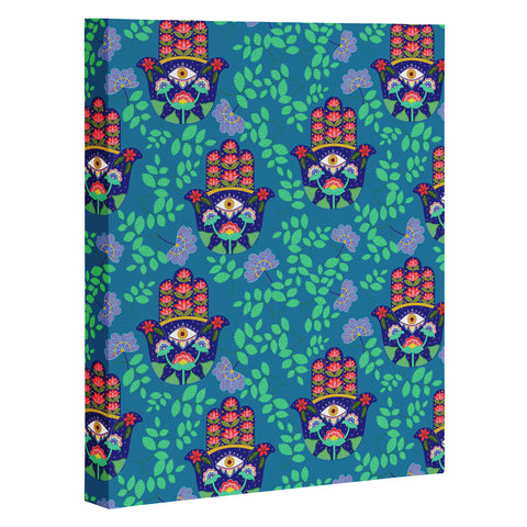 Hello Sayang Hamsa Midnight Blue Art Canvas