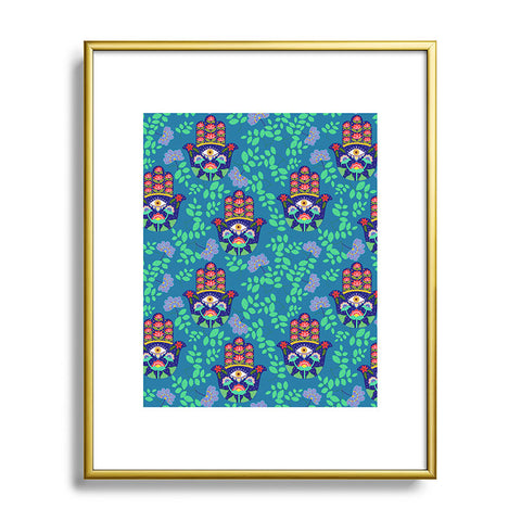 Hello Sayang Hamsa Midnight Blue Metal Framed Art Print