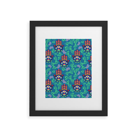 Hello Sayang Hamsa Midnight Blue Framed Art Print