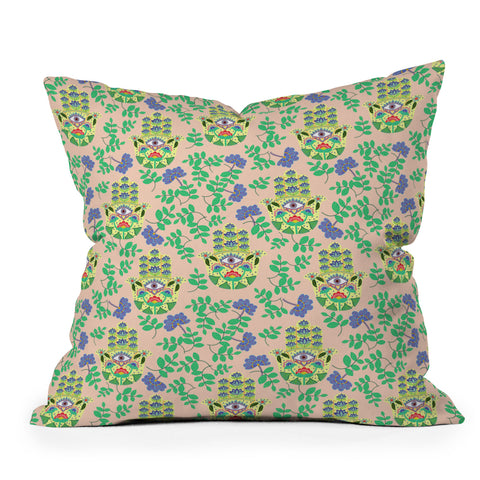 Hello Sayang Hamsa Pretty in Pink Throw Pillow