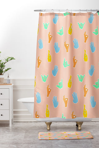 Hello Sayang Hands On Shower Curtain And Mat