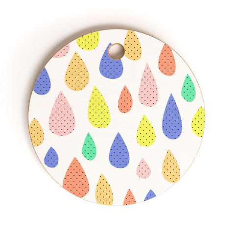 Hello Sayang Happy Raindrops Cutting Board Round
