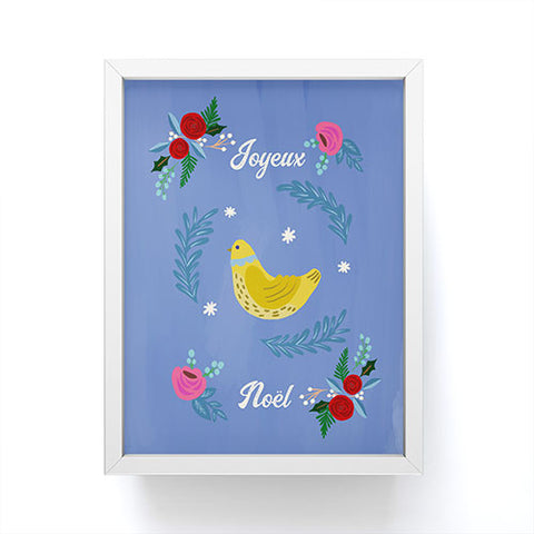 Hello Sayang Joyeux Noel Bird and Roses Framed Mini Art Print