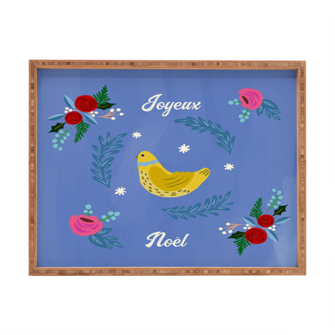 Hello Sayang Joyeux Noel Bird and Roses Rectangular Tray