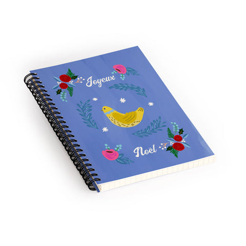 Hello Sayang Joyeux Noel Bird and Roses Spiral Notebook