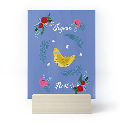 Hello Sayang Joyeux Noel Bird and Roses Mini Art Print