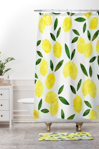Hello Sayang Lemon Drops Shower Curtain And Mat