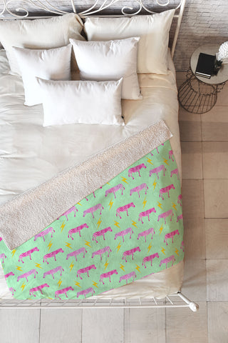 Hello Sayang Lightning Zebras Fleece Throw Blanket