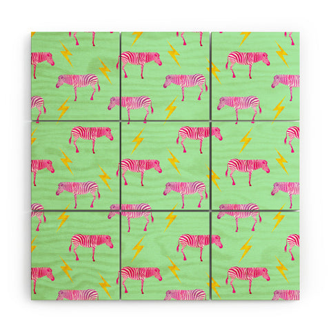 Hello Sayang Lightning Zebras Wood Wall Mural