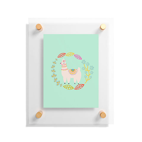 Hello Sayang Lola Llama Mint Floating Acrylic Print