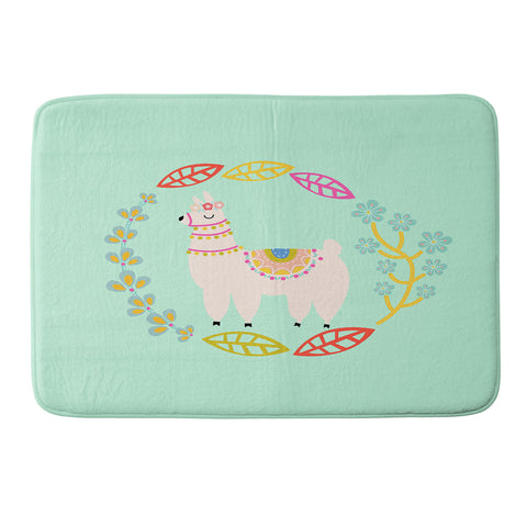 Hello Sayang Lola Llama Mint Memory Foam Bath Mat
