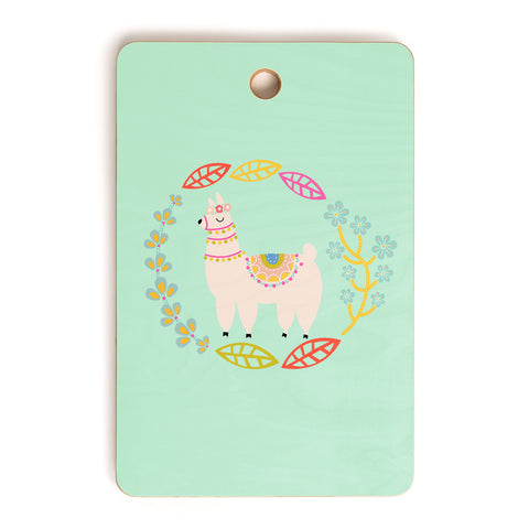 Hello Sayang Lola Llama Mint Cutting Board Rectangle