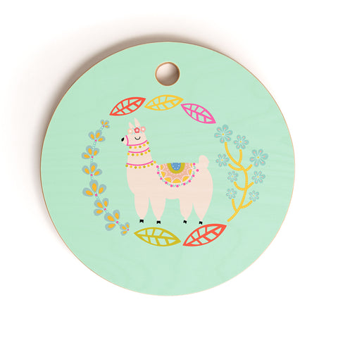 Hello Sayang Lola Llama Mint Cutting Board Round