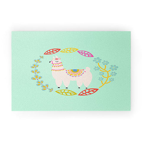 Hello Sayang Lola Llama Mint Welcome Mat