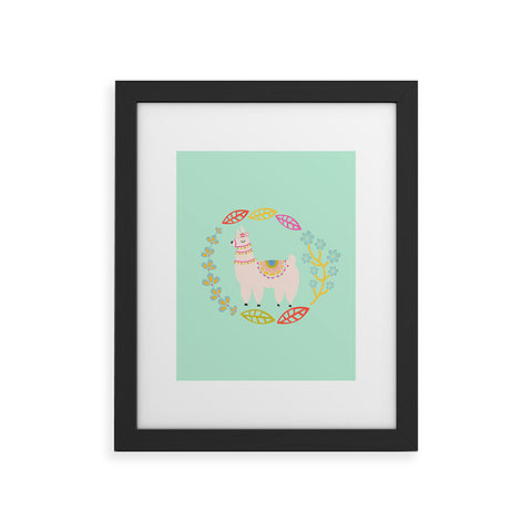 Hello Sayang Lola Llama Mint Framed Art Print