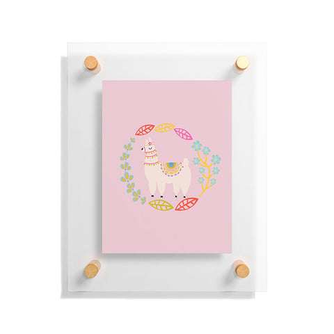 Hello Sayang Lola Llama Pink Floating Acrylic Print