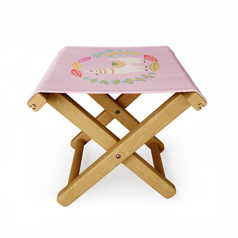 Hello Sayang Lola Llama Pink Folding Stool