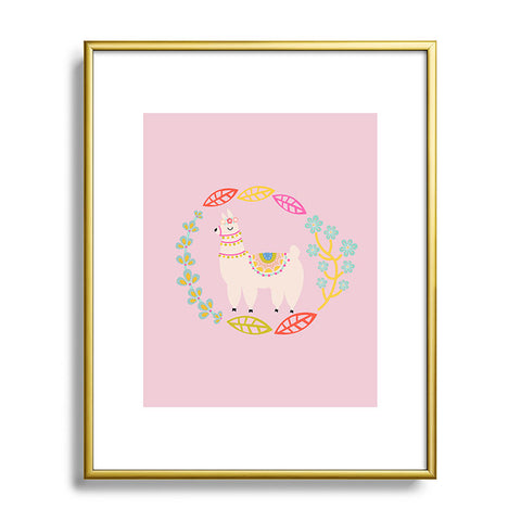 Hello Sayang Lola Llama Pink Metal Framed Art Print