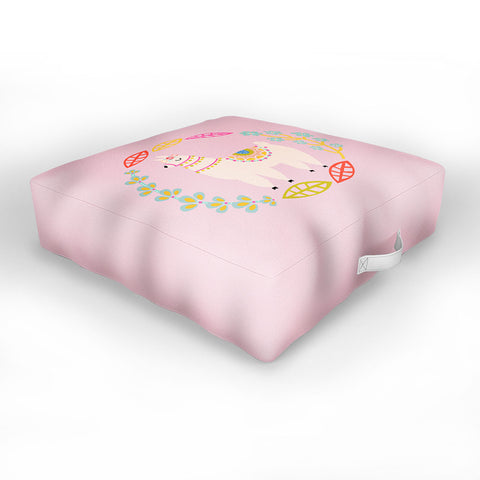 Hello Sayang Lola Llama Pink Outdoor Floor Cushion