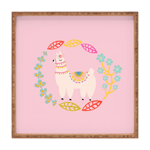 Hello Sayang Lola Llama Pink Square Tray