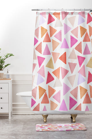 Hello Sayang Love Triangles Shower Curtain And Mat