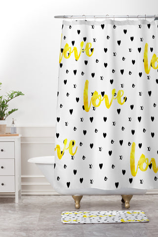 Hello Sayang Love XOXO Shower Curtain And Mat