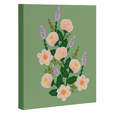 Hello Sayang Lovely Roses Green Art Canvas