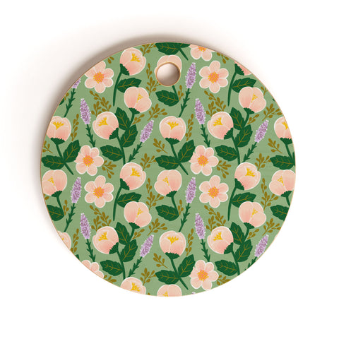 Hello Sayang Lovely Roses Green Cutting Board Round