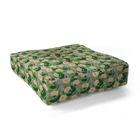 Hello Sayang Lovely Roses Green Floor Pillow Square