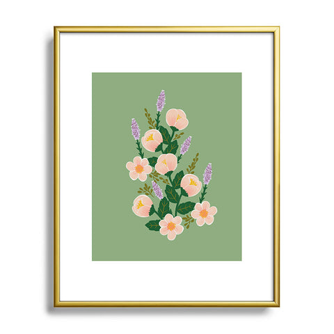 Hello Sayang Lovely Roses Green Metal Framed Art Print