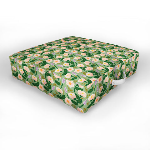 Hello Sayang Lovely Roses Green Outdoor Floor Cushion
