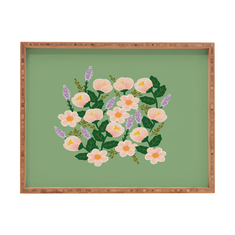 Hello Sayang Lovely Roses Green Rectangular Tray