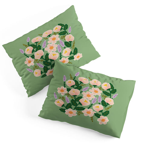 Hello Sayang Lovely Roses Green Pillow Shams