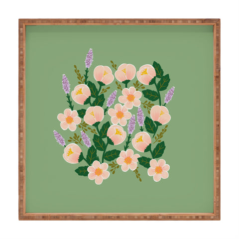 Hello Sayang Lovely Roses Green Square Tray