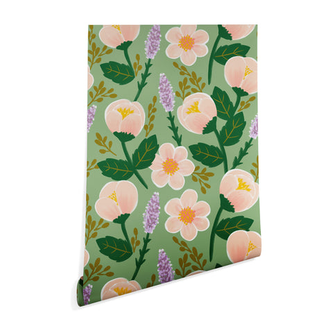 Hello Sayang Lovely Roses Green Wallpaper