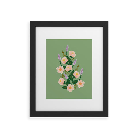 Hello Sayang Lovely Roses Green Framed Art Print